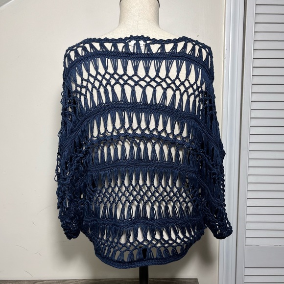 🎉 HP 🎉 Sans Souci Navy Loose Knit Oversized Dolman Style Blouse, Size S - Picture 3 of 9